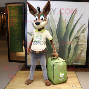 Olive Gazelle mascot costume character dressed with a Bootcut Jeans and Tote bags