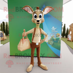 Olive Gazelle mascot costume character dressed with a Bootcut Jeans and Tote bags