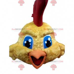 Mascotte di pollo super giallo. Costume da super pollo -