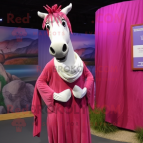 Magenta Quagga mascot costume character dressed with a Dress Shirt and Scarf clips