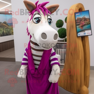 Magenta Quagga mascot costume character dressed with a Dress Shirt and Scarf clips