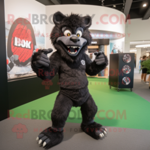 Black Werewolf mascot costume character dressed with a Shorts and Mittens