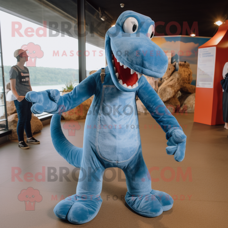 Rust Loch Ness Monster mascot costume character dressed with a Denim Shirt and Anklets Rust Loch Ness Monster mascot costume character dressed with a Denim Shirt and Anklets