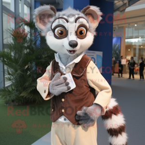 nan Lemur mascot costume character dressed with a Dress Shirt and Mittens