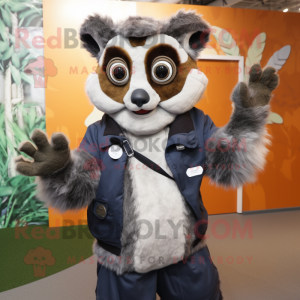 nan Lemur mascot costume character dressed with a Dress Shirt and Mittens