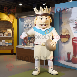 Cream King mascot costume character dressed with a Rugby Shirt and Pocket squares