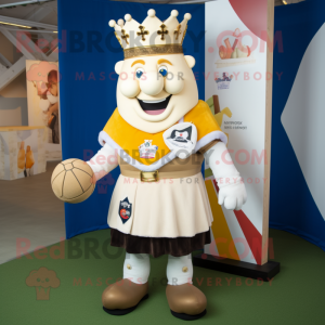 Cream King mascot costume character dressed with a Rugby Shirt and Pocket squares