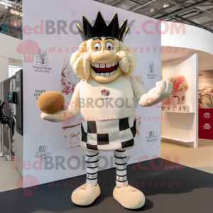 Cream King mascot costume character dressed with a Rugby Shirt and Pocket squares