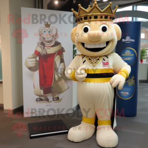 Cream King mascot costume character dressed with a Rugby Shirt and Pocket squares