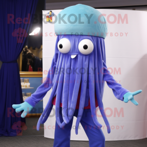 Blue Squid maskot kostym...