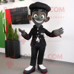 Black Elf mascot costume character dressed with a Blazer and Mittens