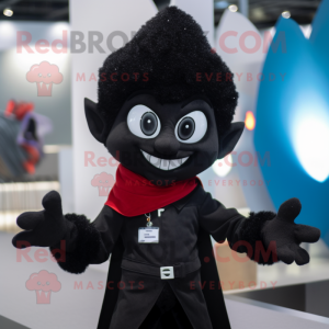 Black Elf mascot costume character dressed with a Blazer and Mittens