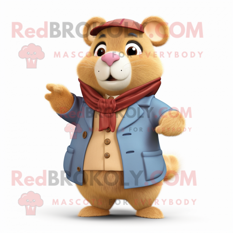 Tan Hamster mascot costume character dressed with a Waistcoat and Mittens Tan Hamster mascot costume character dressed with a Waistcoat and Mittens