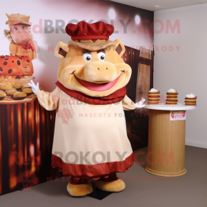 nan Pulled Pork Sandwich mascot costume character dressed with a Evening Gown and Belts