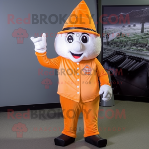 Orange Ice Cream Cone mascot costume character dressed with a Cargo Pants and Caps