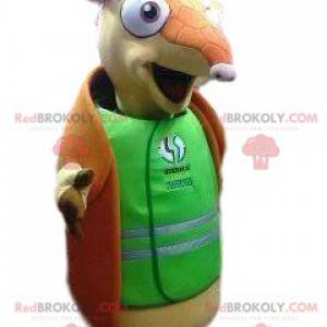 Gürteltier-Maskottchen mit einem grünen Hemd zur Unterstützung