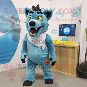 Cyan Hyena mascotte kostuum...