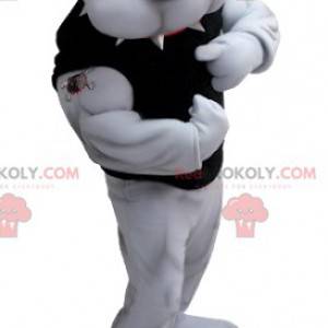 Mascote bulldog cinza muito musculoso - Redbrokoly.com