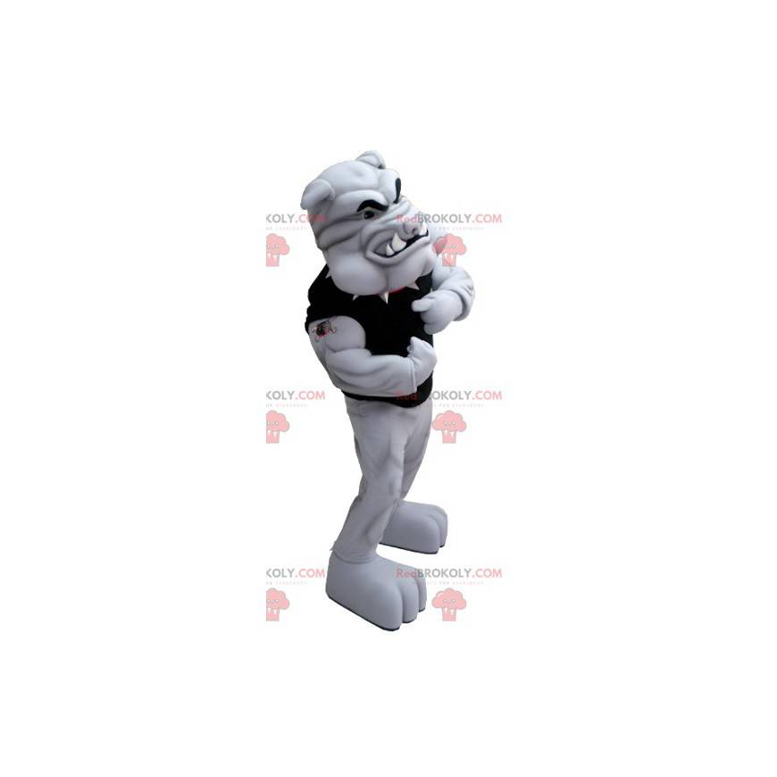Mascotte bulldog grigio molto muscoloso - Redbrokoly.com