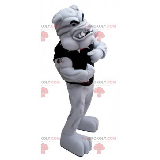 Meget muskuløs grå bulldog maskot - Redbrokoly.com
