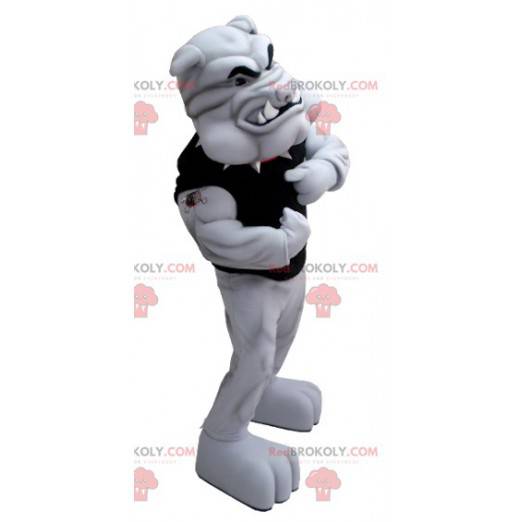 Very muscular gray bulldog mascot - Redbrokoly.com