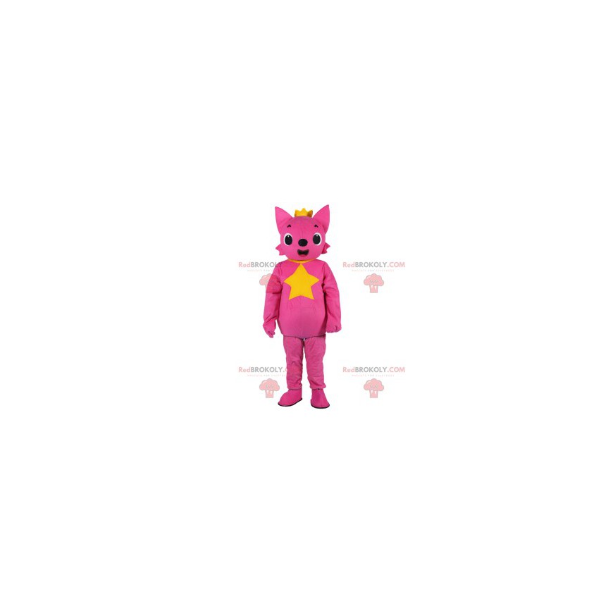 Pink Fox maskot iført en vakker gylden krone - Redbrokoly.com