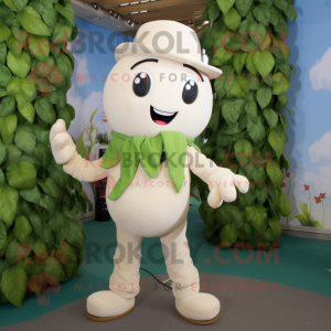 Cream Beanstalk mascot costume character dressed with a Boyfriend Jeans and Necklaces