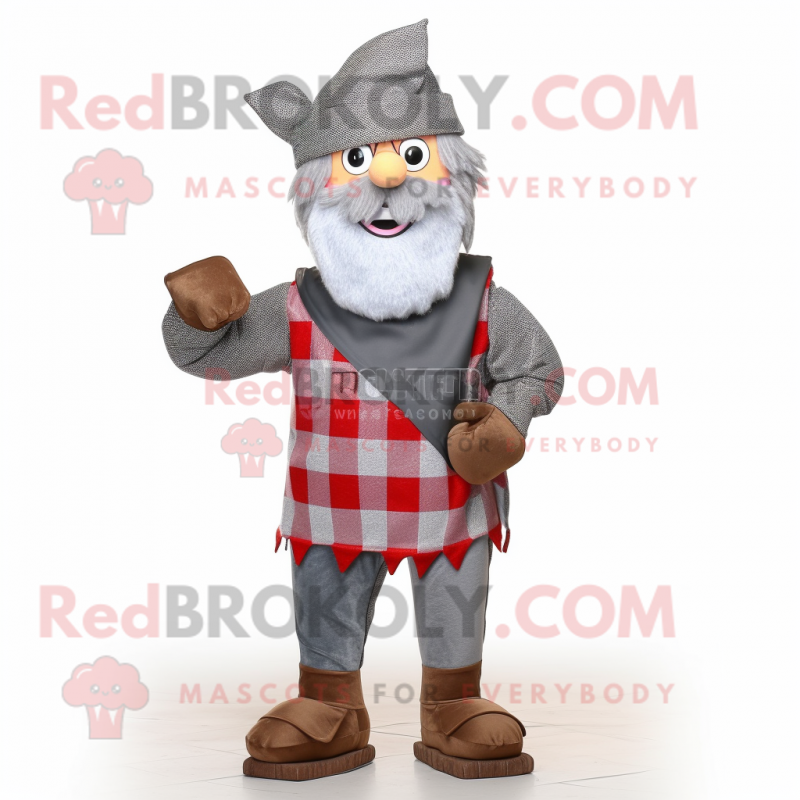 Gray Medieval Knight mascot costume character dressed with a Flannel Shirt and Caps Gray Medieval Knight mascot costume character dressed with a Flannel Shirt and Caps