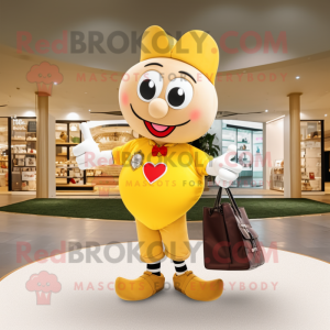 Gold Heart maskot kostume...