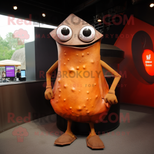 Rust Stingray mascot costume character dressed with a Tank Top and Wraps