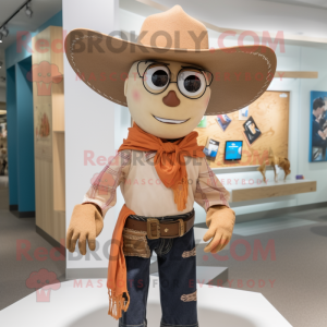 Tan Cowboy maskot kostym...