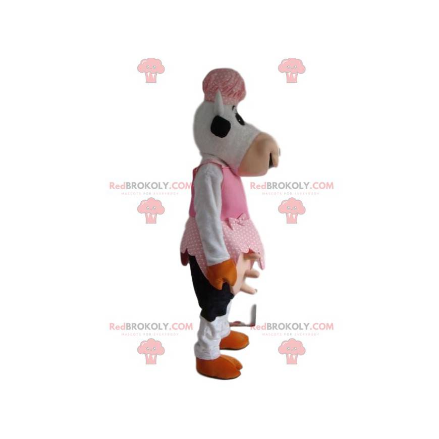 Rolig ko maskot i bondens outfit - Redbrokoly.com