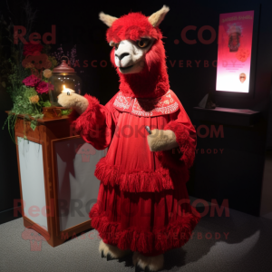 Rød lama maskot kostyme...