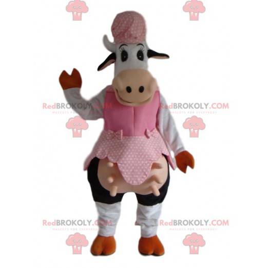 Legrační maskot kráva v oblečení farmáře - Redbrokoly.com