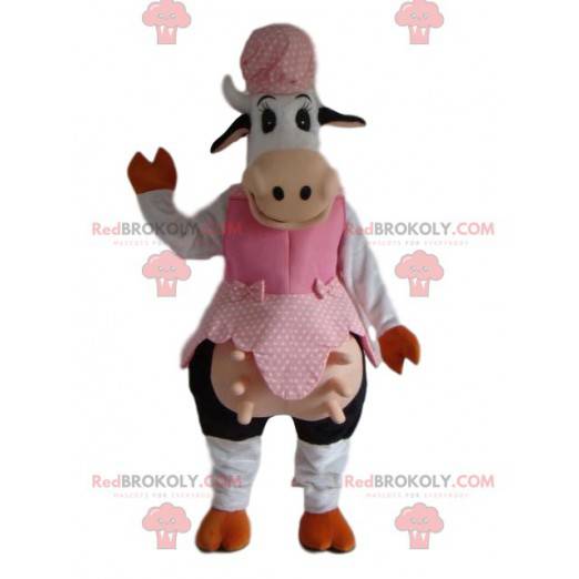 Lustiges Kuhmaskottchen im Bauernoutfit - Redbrokoly.com