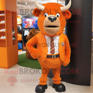 Orange bison maskot kostym...