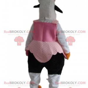 Mascote engraçado da vaca com roupa de fazendeiro -