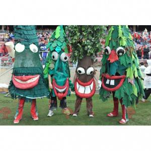 4 maskoti zelených stromů jedlí - Redbrokoly.com