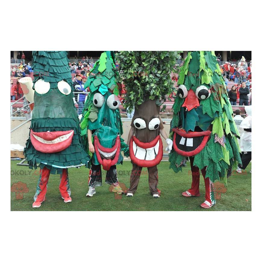 4 mascottes van groene bomen van sparren - Redbrokoly.com