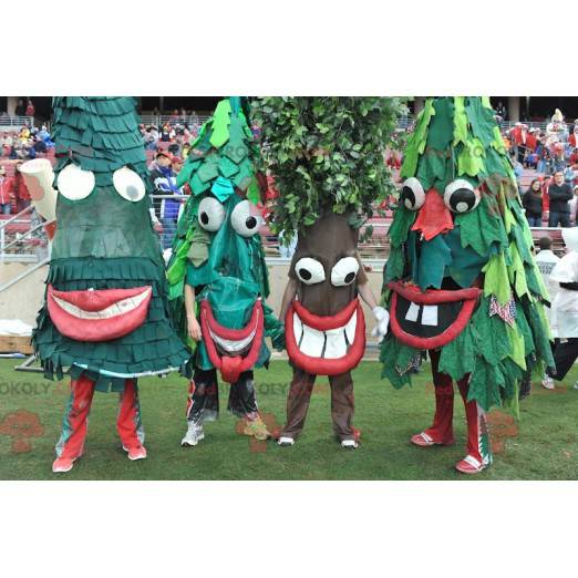 4 mascottes van groene bomen van sparren - Redbrokoly.com