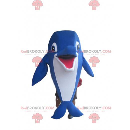 Fantastische blauwe dolfijnmascotte - Redbrokoly.com