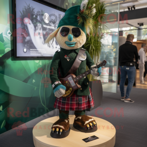 Olive Bagpipe mascot costume character dressed with a Playsuit and Digital watches