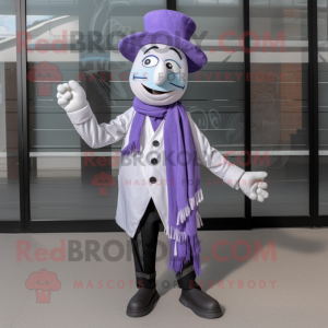 Lavender Mime mascot costume character dressed with a Blazer and Scarf clips
