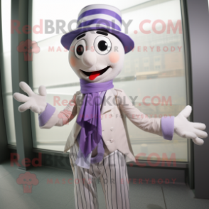 Lavender Mime mascot costume character dressed with a Blazer and Scarf clips