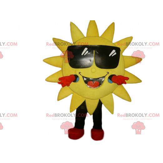 Lachende zonmascotte en zijn zonnebril - Redbrokoly.com