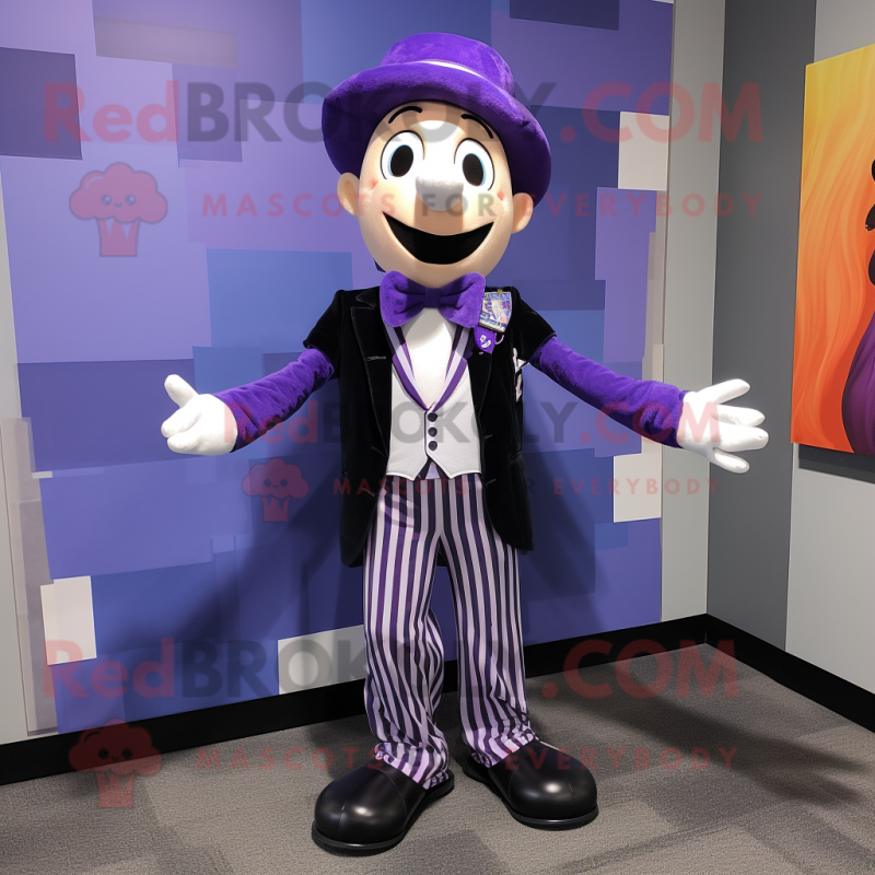 Lavender Mime mascot costume character dressed with a Blazer and Scarf clips