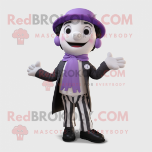 Lavender Mime mascot costume character dressed with a Blazer and Scarf clips