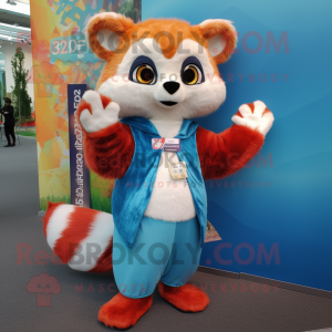 Sky Blue Red Panda mascotte...