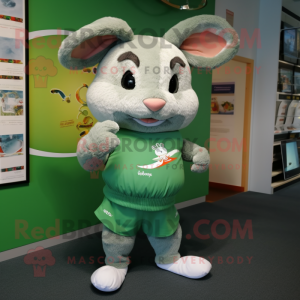 Green Chinchilla mascot costume character dressed with a Running Shorts and Bow ties