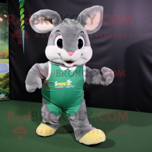 Green Chinchilla mascot costume character dressed with a Running Shorts and Bow ties